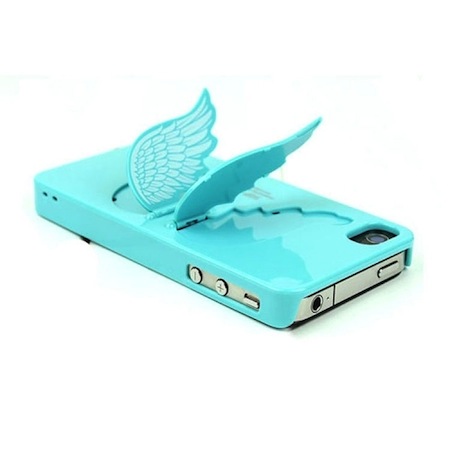 Coque iPhone 4 ailes d'ange 3D turquoise