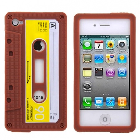 Coque iphone 4 rétro Cassette marron