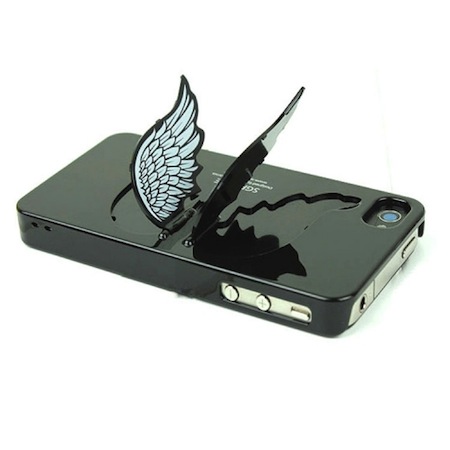 Coque iPhone 4 ailes d'ange 3D noire